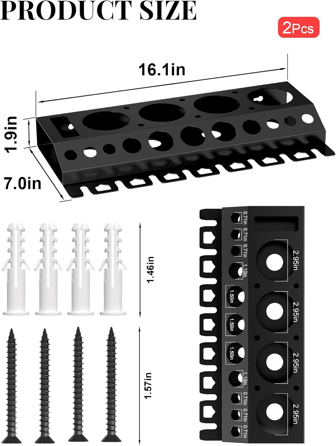 Spray Bottle Storage Rack, Wall Mount Bottle Organizer Car Detailing, Detailing Brush Organizer, Car Beauty Shop Accessory Display, 3/8" Air Tool Holder for Garage and Workspace, 2Pcs, Black