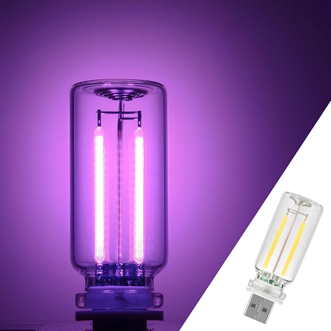 1 Pack Car LED Lights Interior, USB Light for Car Decor & Bedroom, Touch Dimmable Ambient Lighting, Mini Glass Bottle Night Light for Camping Gifts-Purple
