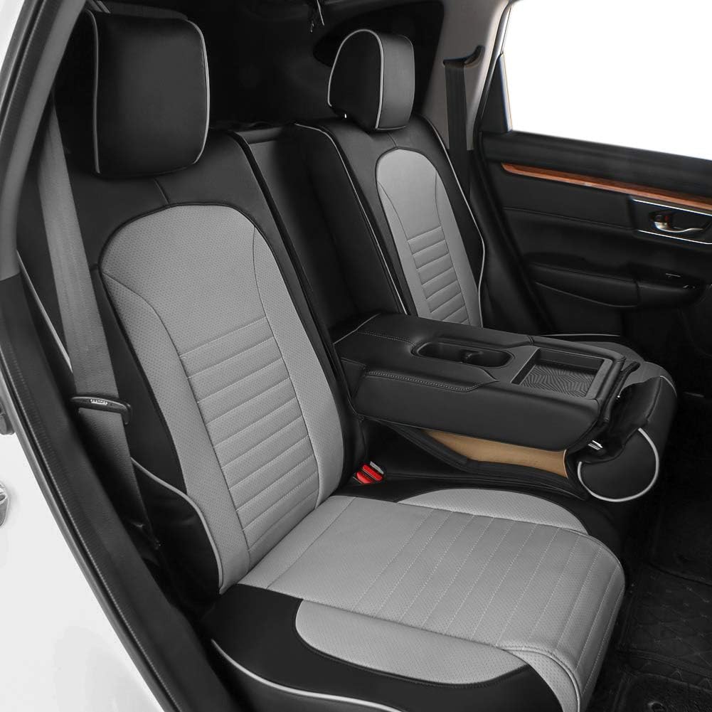 EKR Accord Seat Covers for Cars Honda Accord LX 2018 2019 2020 2021 2022(Rear Row W/Solid Backrest),Leather Seat Covers,Automotive Seat Covers,Car Seat Protector,Leather(Black/Gray)
