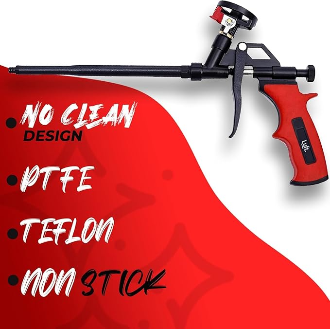 Luft Professional Expanding Foam Spray Gun (1 Insulation Guns + 9 Extenders) PU Insulating Applicator Heavy Duty Metal Body Dispensing Foam Gun Suitable for Caulking, Filling, Sealing (1 Pack)