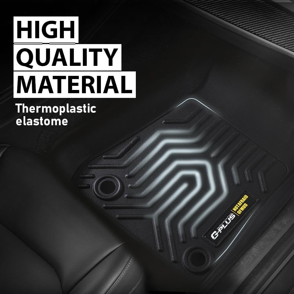 G-PLUS Floor Mats 3PCS Fit for Jeep Wrangler JL 2018-2025 Unlimited 4-Door Only (Not Fit for JK or 4XE), All Weather TPE Custom Fit Heavy Duty Floor Liners 1st & 2nd Row, Black