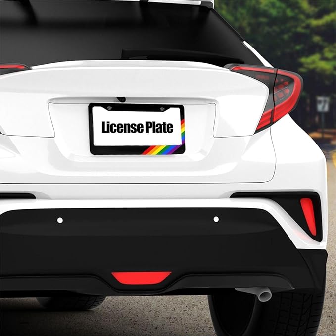 Gay Rainbow License Plate Frame - 1 Pack Personalized Aluminum Car License Plate Cover Pride LGBT License Plate Holder Universal US-Canada 2 Hole Auto Car Tag for Women/Men