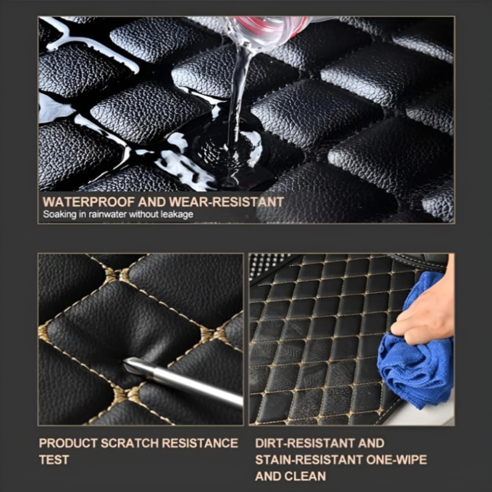 Add Personal Touch to Your Vehicle with IMEISH Customizable Logo Text Car Mats for 99% of vehiclesPads Protection Non-Slip Leather Floor Liners (Black Blue)