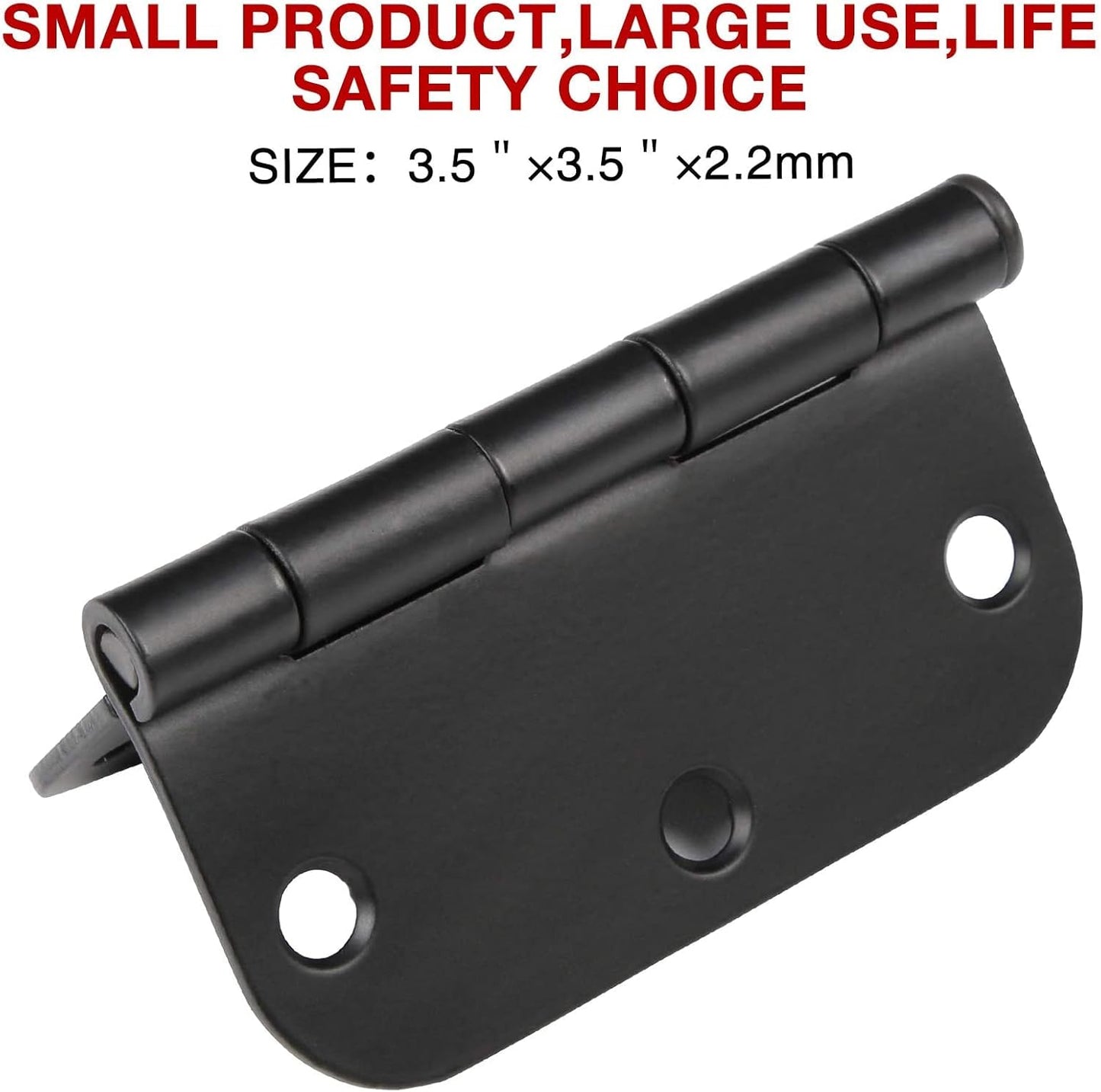 108 Pack Rounded Matte Black Door Hinges 3.5 Inch 5/8" Radius for Interior 3 1/2" Flat Iron Bifold Residential Standard Hinge Bedroom Indoor for Doors 3 ½"Hardware Heavy Duty Steel Regular Home Kit