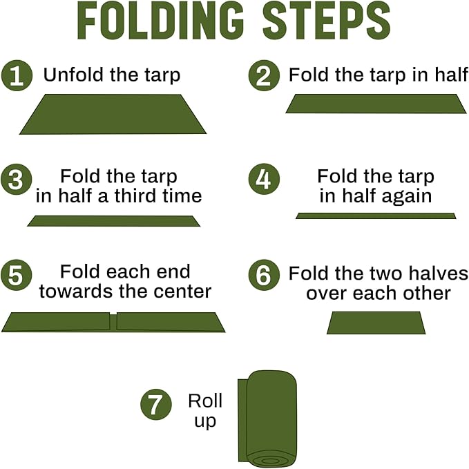 12 Pack 6 x 8 ft 5.5 Mil Large Tarps Heavy Duty Waterproof Tarp Multi Purpose Tent Cover for Home Boats Cars Camping Patio Furniture Roof Emergency Rain Protective Cover, Army Green