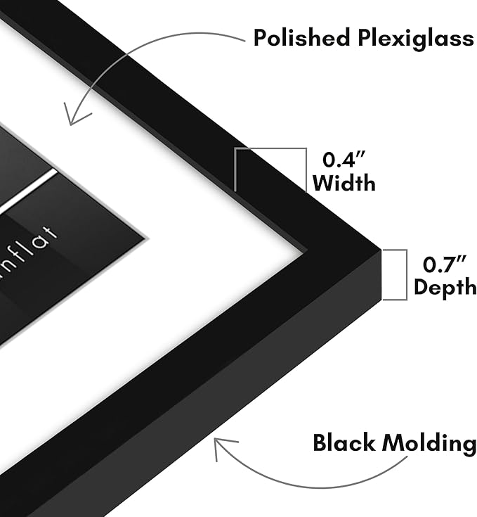 Americanflat 11x14 Diploma Frame with Shatter-Resistant Glass - Set of 4 - Use as 8.5x11 Frame with Mat or Display 11x14 Document Without Mat - Legacy Collection - Certificate Frames for Wall - Black