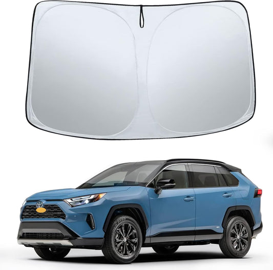 Sze Windshield Sunshade for Toyota RAV4 2019-2023 2024 2025, Foldable Front Window Sun Shield UV Reflector Sun Visor, Privacy Protection, Light Weight, Keep Vehicle Cool