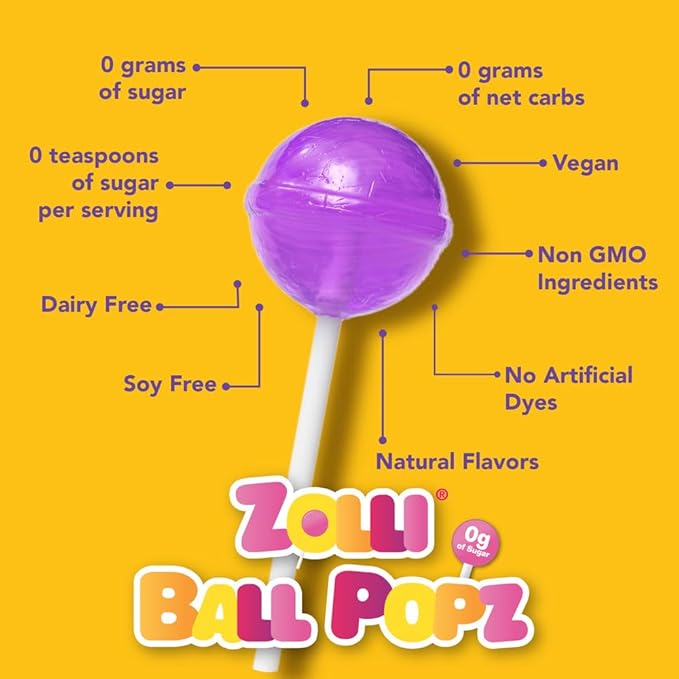 Zollipops The Clean Teeth Pops Gabby's Dollhouse, Anti Cavity Lollipops, Ball Popz, 10.4 oz Pack of 2