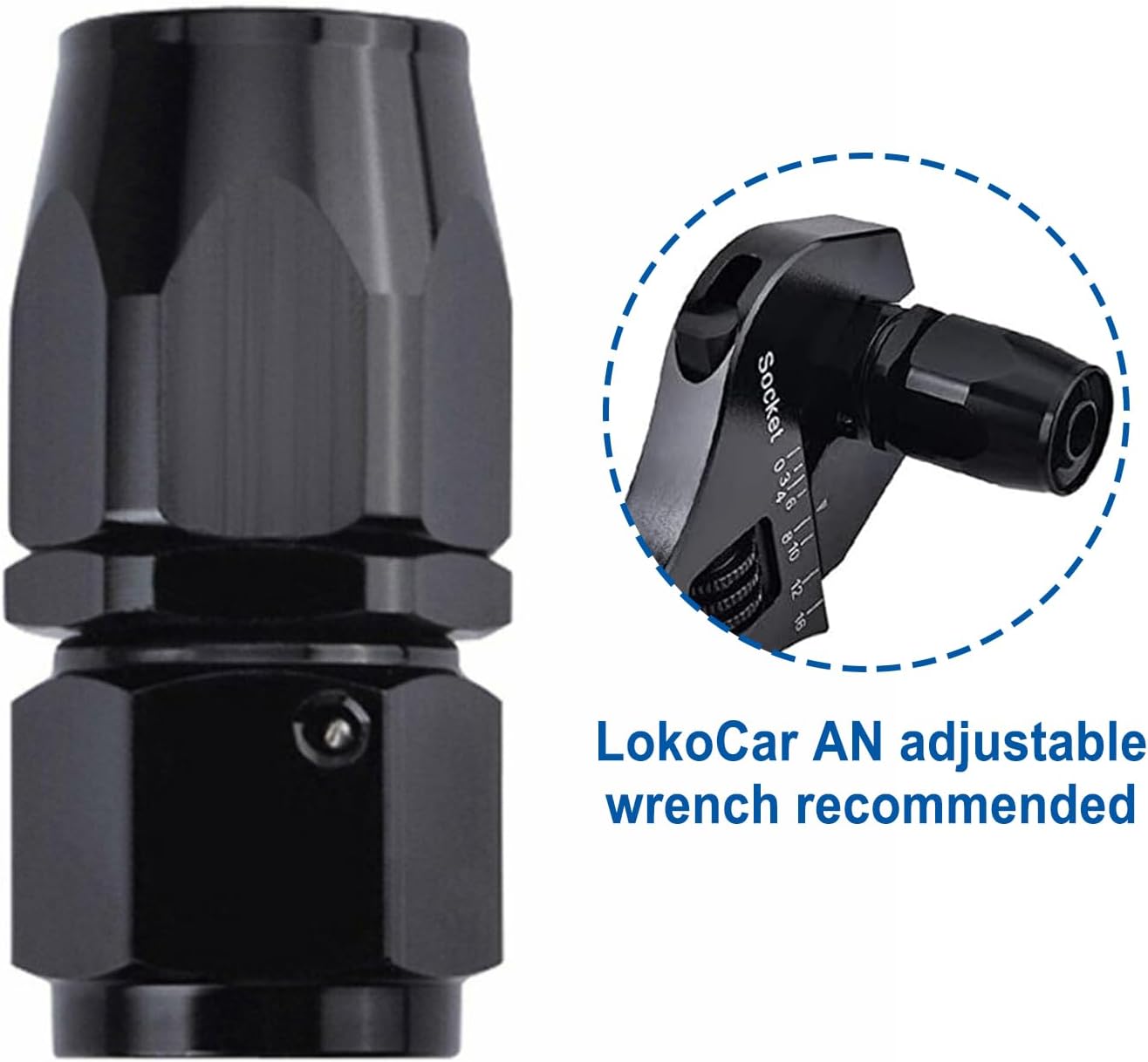 LokoCar 6AN Hose End Fitting 0 Degree Straight Swivel For CPE Braided Hose Black 2Pcs