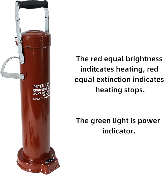 Portable Welding Rod Oven, 110V Electrode Oven 11Lbs Capacity, Rod Oven For Stick Welding for 18" (450mm) Electrodes, Welding Rod Dryer Dry, Dry Stick Welding Electrode Oven (Red)