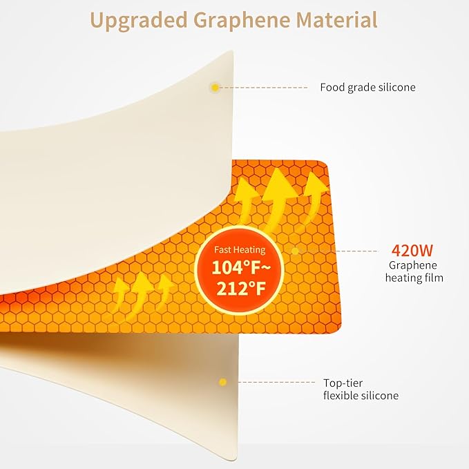 Food Warming Mat,Upgrade Graphene Fast Full-Surface Heating Mat, Electric Warming Tray with 6 Temperature and 6HoursTimer, Portable Rollable Food Warmer Perfect For Parties Buffet and Home Dinners
