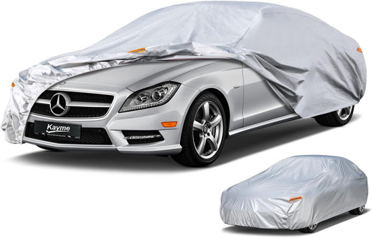 Kayme 6 Layers Car Cover Custom Fit for Mercedes Benz CLS 63 400 500 550 (2004-2025) Waterproof All Weather for Automobiles, Outdoor Full Cover Rain Sun UV Protection.Silver