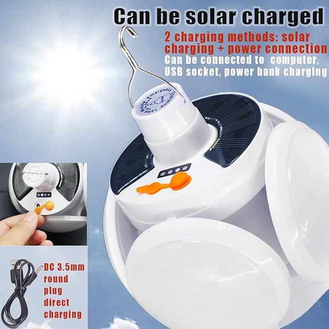Folding Solar Lights Camping Lamp Tent Lantern Foldable Collapsible 45 LED USB 4000mah Battery Rechargeable Hanging Waterproof Remote Control Portable Outdoor Emergency Power Outage 3 Pack