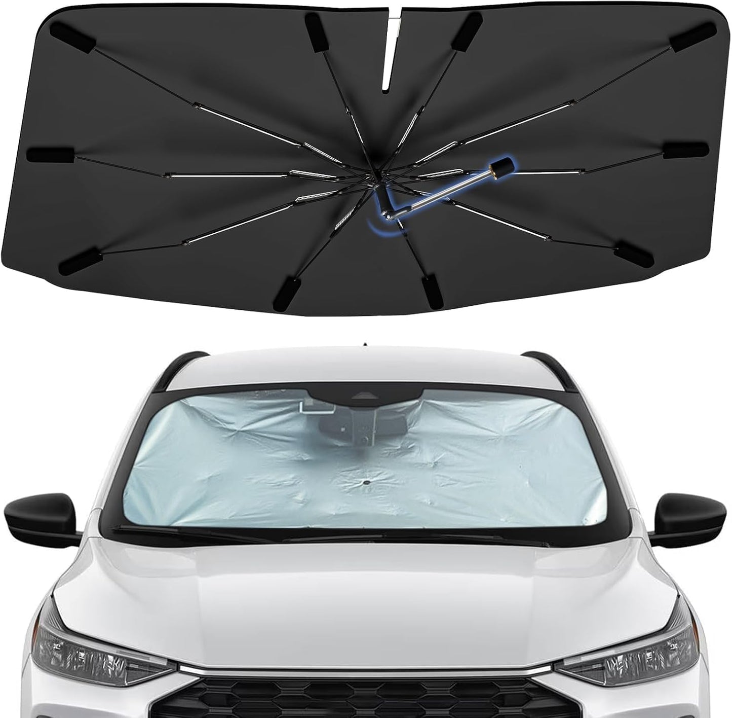 Windshield Sun Shade Umbrella for Ford Escape 2020-2026, Foldable Car Sunshade for Front Window, Highly Reflective Windshield Sun Shield Visor for UV Protection, Keep Car Cool Accessories