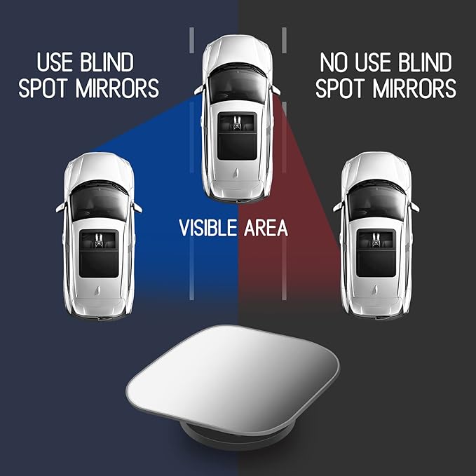 2 pcs Blind Spot Mirrors, HD Glass Convex 360° Wide Angle Side Rear View Mirror with ABS Housing for Cars SUV and Trucks