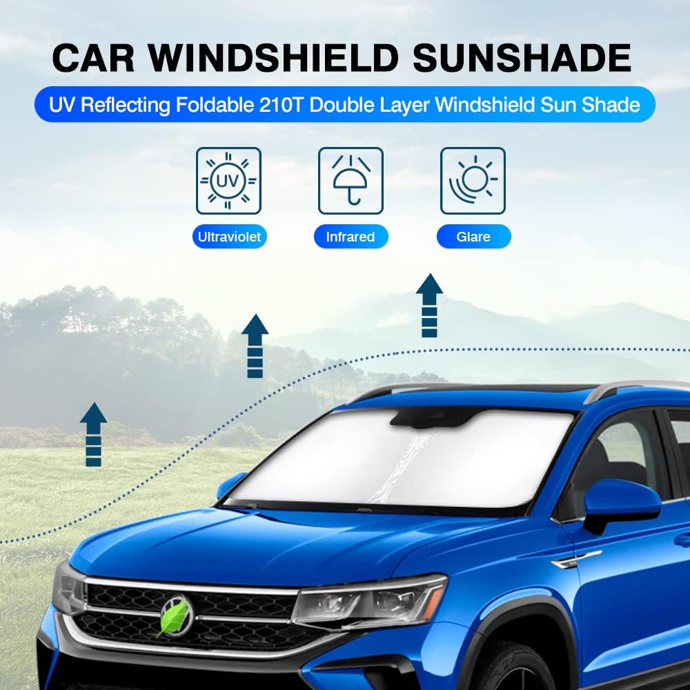 KUST Windshield Sun Shade for 2022-2025 2026 Volkswagen VW Taos Accessories Sunshade Window Sun Visor Protector Foldable Blocks UV Rays Keep Your Car Cooler
