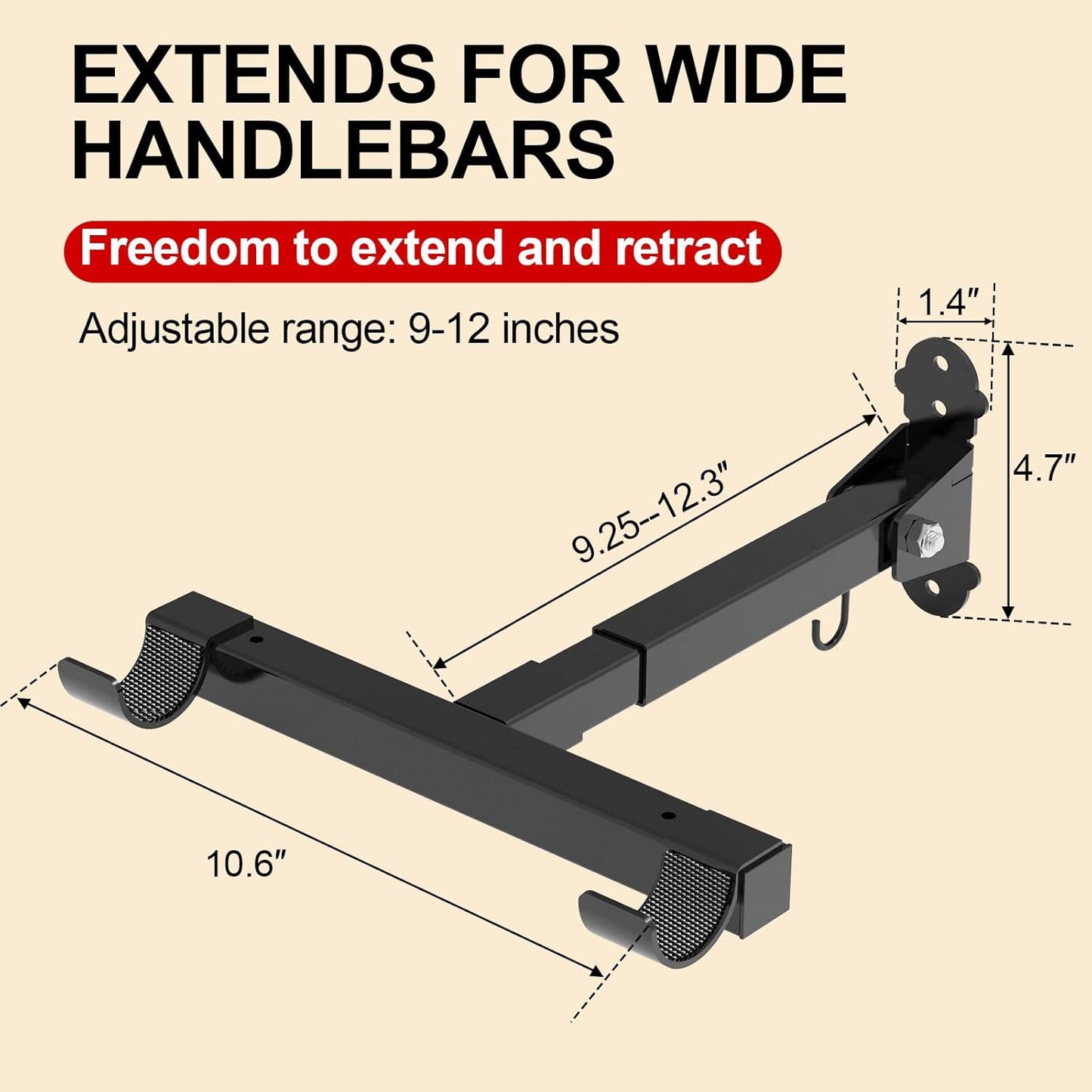 Bike Wall Mount,Horizontal Bicycle Indoor Storage Rack Foldable and Extendable Garage Bike Hanger for Road,Mountain and Hybrid Bikes