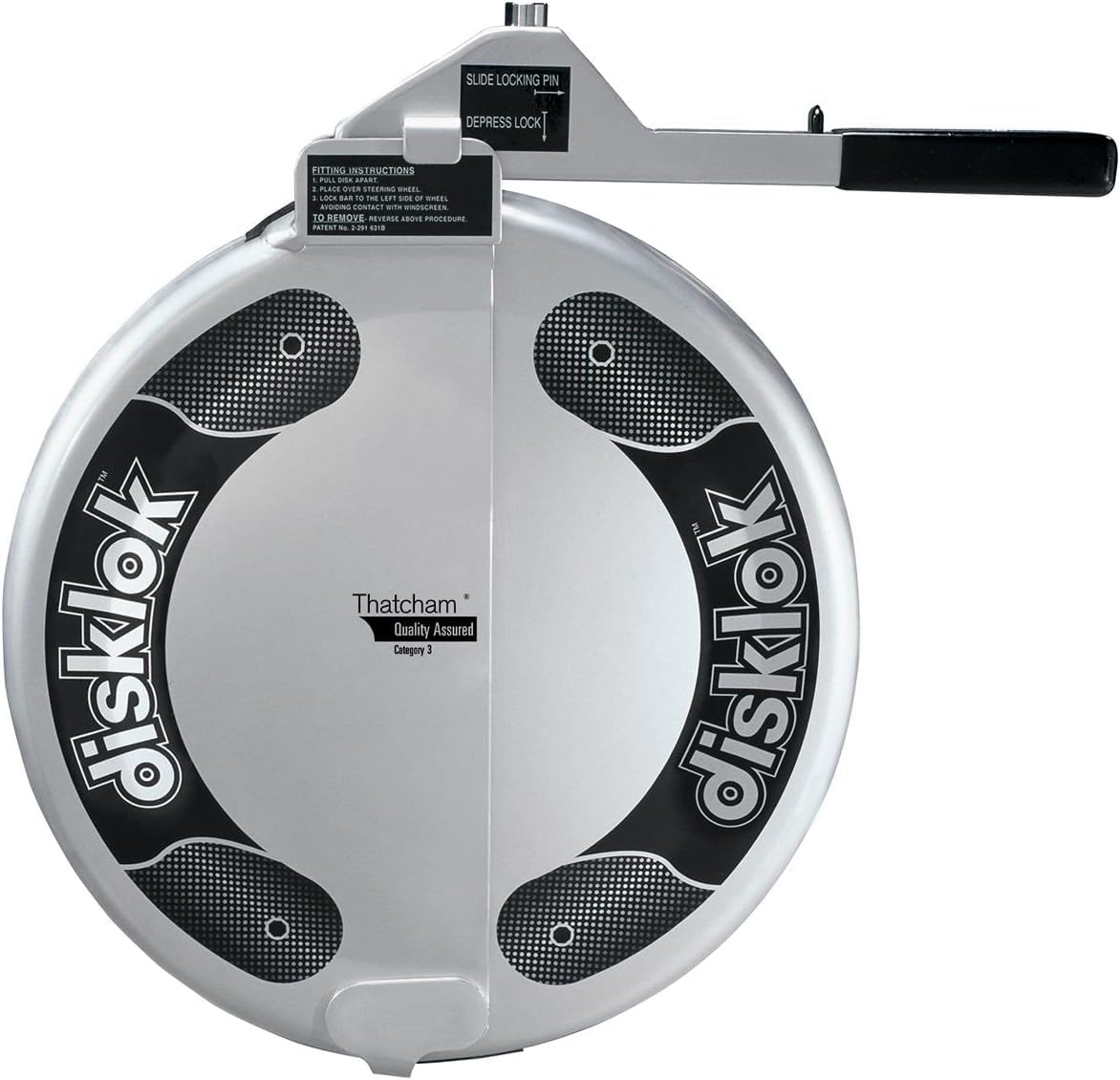 Security Device - Steering Wheel Lock - Full Cover - Silver - Thatcham Approved (Large, 16.4in - 17.3in)
