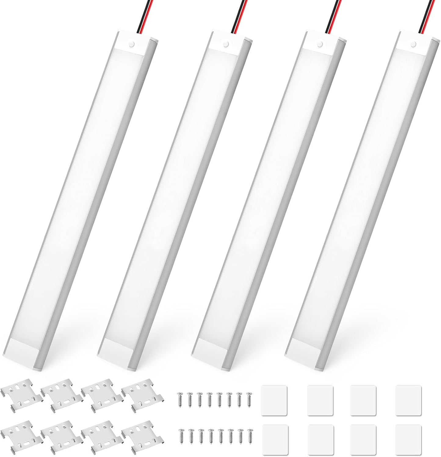 Linkstyle 4PCS 12V Interior LED Light Bar, 108 LEDs Light Strip Lights with Switch for Car Truck Camper Van RV, White