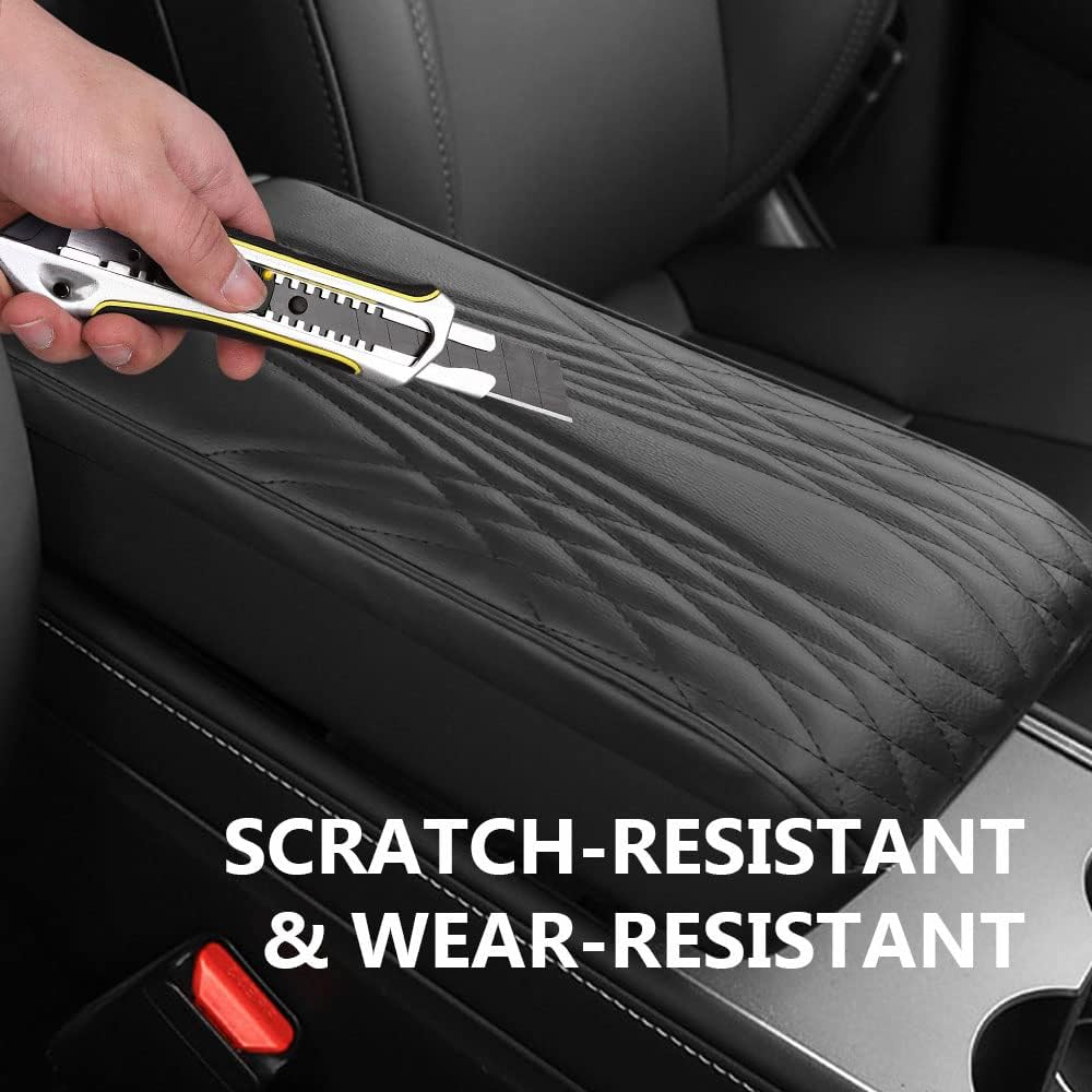 2025 Upgrade Universal Style Memory Cotton Car Armrest Box Pad,New Leather Car Armrest Box Pad Car Center Console Cover Pad,Vehicle Seat Box Cushion Protector for SUV Truck (Coffee, Angle Pattern)