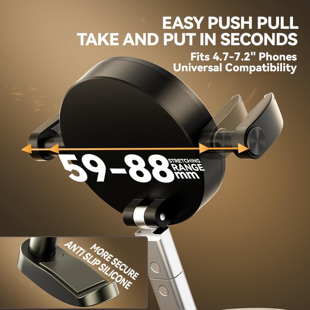 2025 Upgraded Foldable 2-in-1 Clip & Vacuum Magnetic Suction Car Phone Holder Mount, 360° Adjustable Universal Dashboard & Windshield Stand for iPhone 16/15/14/13/12 & Android Phones (Black)