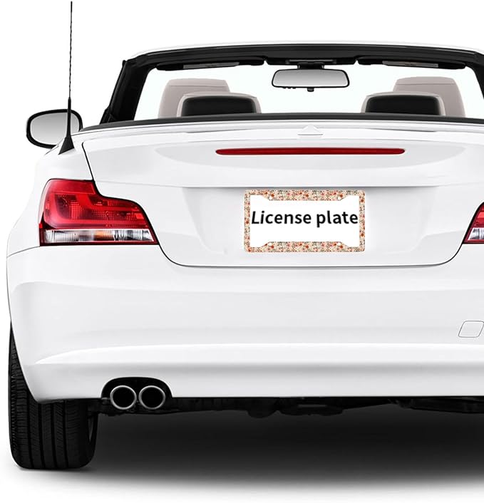 License Plate Frame 2 Pack Front Rear Aluminum Metal Rust-Proof Universal Car Tag Frames Holder with 4 Holes Car Decor Accessory with Screws for Men Women - Boho Pigeon Flowers