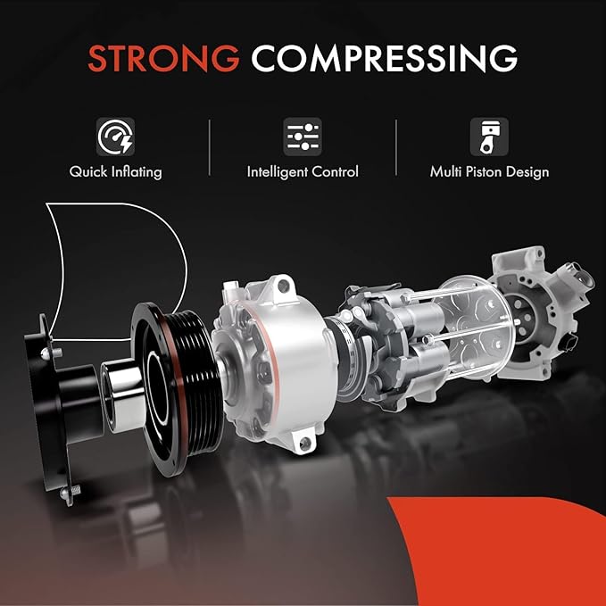 A-Premium Fit for Sanden 508 8PK Style, Universal A/C Compressor with Clutch, 8 Groove Serpentine Belt, Chrome Plated Aluminum Housing