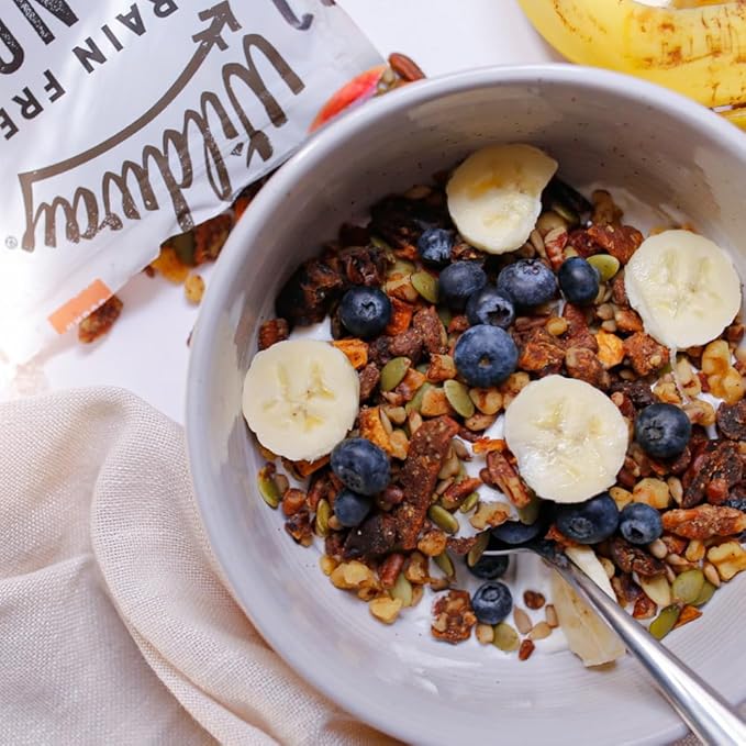 Wildway Keto Granola | Peach Pecan | Grain-Free, Certified Gluten-Free Cereal | Vegan, Low Carb | No Sugar Added | Paleo-Friendly | Non-GMO Fruit & Nut Clusters | Nutrient-Rich Snack | 8 oz, 6 Pack