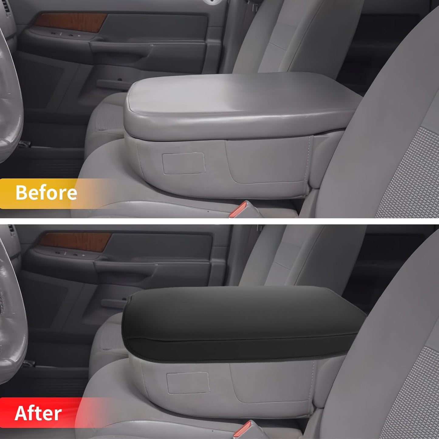 GIANT PANDA Custom Fit Center Console Cover for Dodge RAM 1500 2500 3500 2002 2003 2004 2005 2006 2007 2008 2009 2010 2011 2012 with Jump Seat - Neoprene Armrest Center Cover - Full Protection-Black