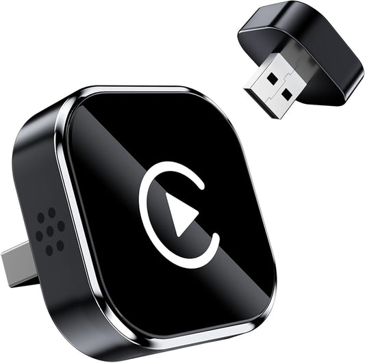 Wireless CarPlay Adapter for iPhone, 2025 Upgraded Wired to Wireless for Apple CarPlay, Mini USB Design Car Play Adapter with Type-C Extension, Plug and Play, Stable Connection & No Latency
