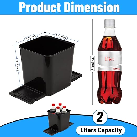 Car Trash Can for Vehicles Leakproof Compact Garbage Bin w/Stability Flap, Anti-Slip Base, Portable Trash Holder for Cars, Trucks, SUVs, Minivans (Black, Small)