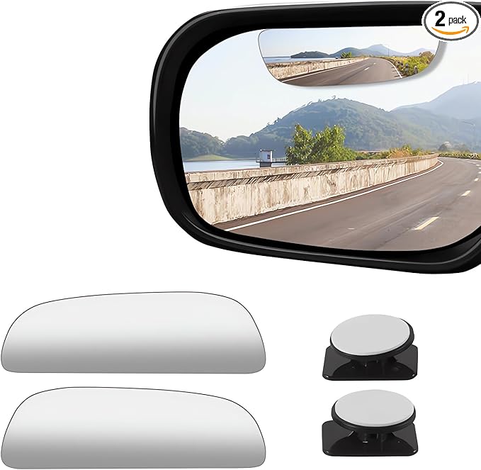 2 pcs Blind Spot Mirrors, HD Glass Convex 360° Wide Angle Side Rear View Mirror with ABS Housing for Cars SUV and Trucks