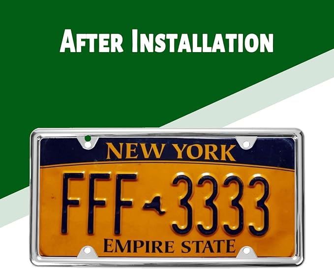 Chrome License Plate Frames Made of Zinc Alloy Metal, Universal Car Accessories,2Pack Front & Rear License Plate Holders Never Rust and Unbreakable with All Mounting Hardware Included