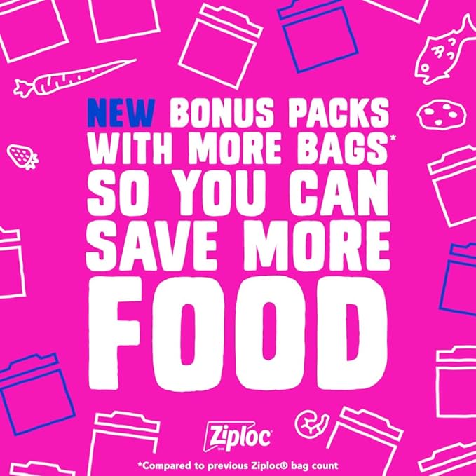 Ziploc Food Storage and Sandwich Bags Variety Pack, Stay Open Design with Stand-Up Bottom, Easy to Fill, 190 Bags Total