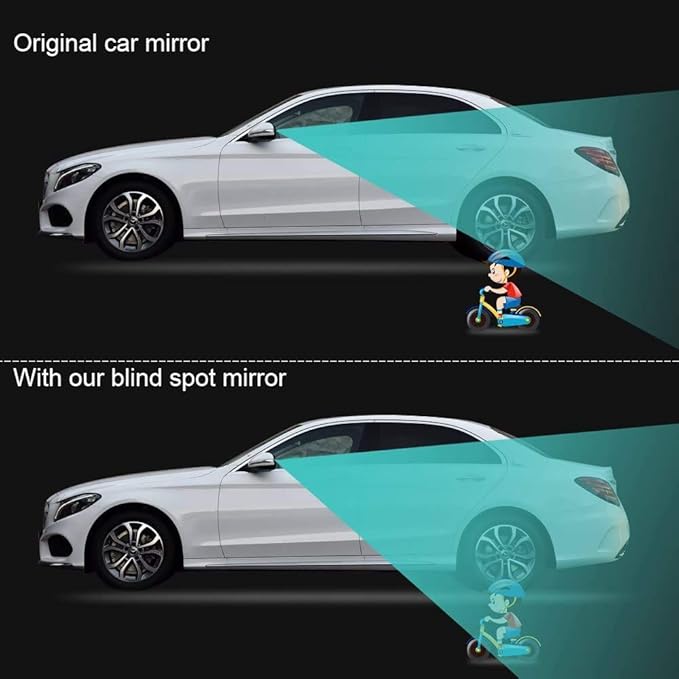 2 pcs Blind Spot Mirrors, 2" Round HD Glass Convex 360° Wide Angle Side Rear View Mirror with ABS Housing for Cars SUV and Trucks, Black, Pack of 2