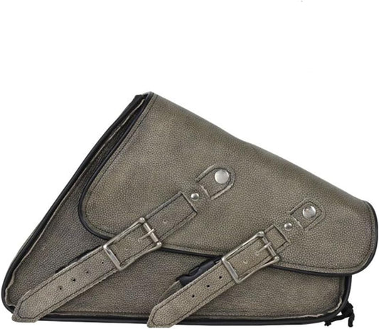 GARGOYLE BELLS Premium Naked Leather Swing Arm Bag For Motorcycle Left Side Solo Bags Saddle Bags For Softails Choppers (Style-2, Brown)