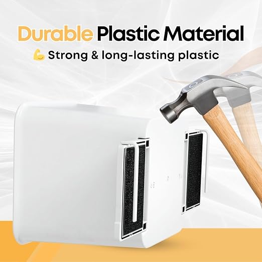 Car Trash Can 2L with Stability Wings & Velcro for Extra Stability ??Magic Strip & Clip for Fabric & Rubber Mats ??Durable Plastic, Easy Pull Trash Bags Included ??White