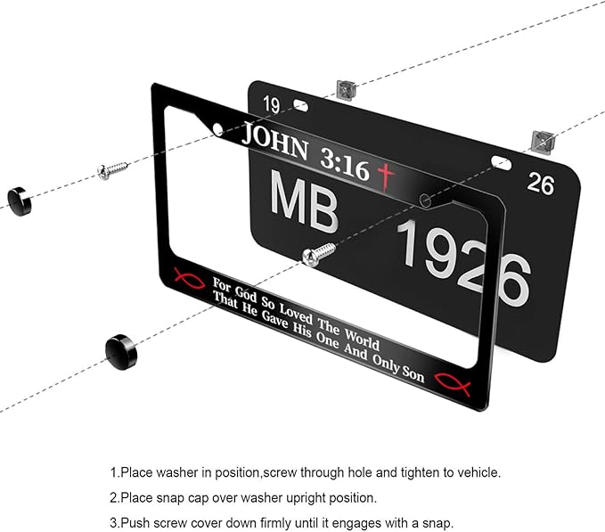 2Pcs John 3:16 Christian Religious License Plate Frame for God So Loved The World for Car Decorative Parts License Plate for Standard Us Canada License Plate Holder 12x6 Inch