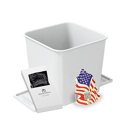 Car Trash Can 2L with Stability Wings & Velcro for Extra Stability ??Magic Strip & Clip for Fabric & Rubber Mats ??Durable Plastic, Easy Pull Trash Bags Included ??White