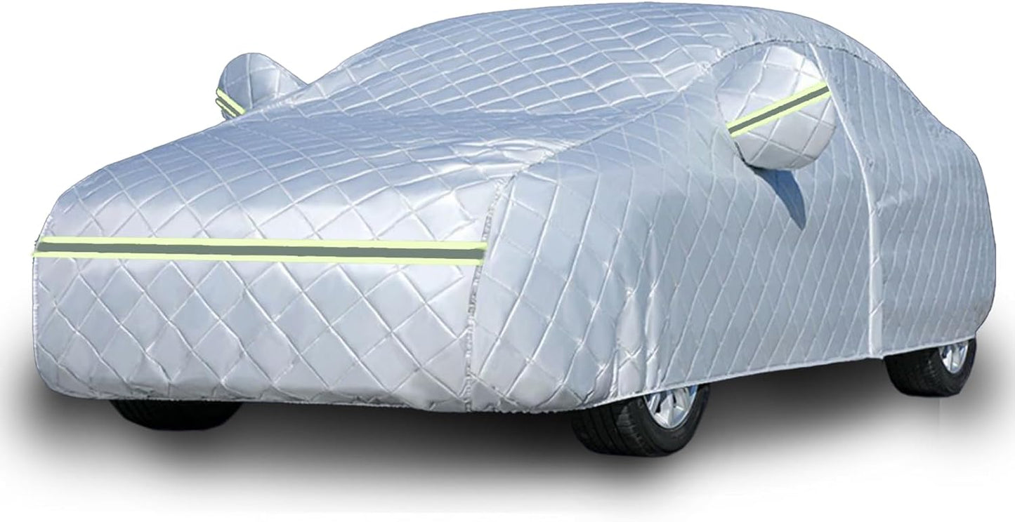 7 Layers Waterproof Heavy Duty Car Covers for Automobiles All Weather Season Anti-Hail UV Protection Snowproof Outdoor 11.7LBS Full Cover Universal Fit Sedan 178" to 196"