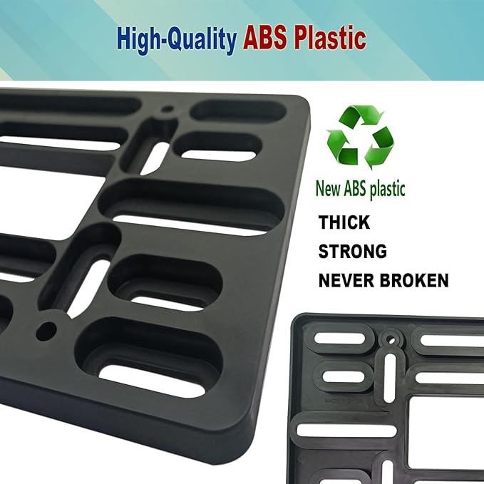 BGGTMO Front License Plate Mounting Kit- Universal License Plate Bracket & Black Aluminum Car Tag Frame for 2 Drill Hole Front Bumper, Adapter Holder with Anti-Theft Screws Bolts Caps Cover Fastener