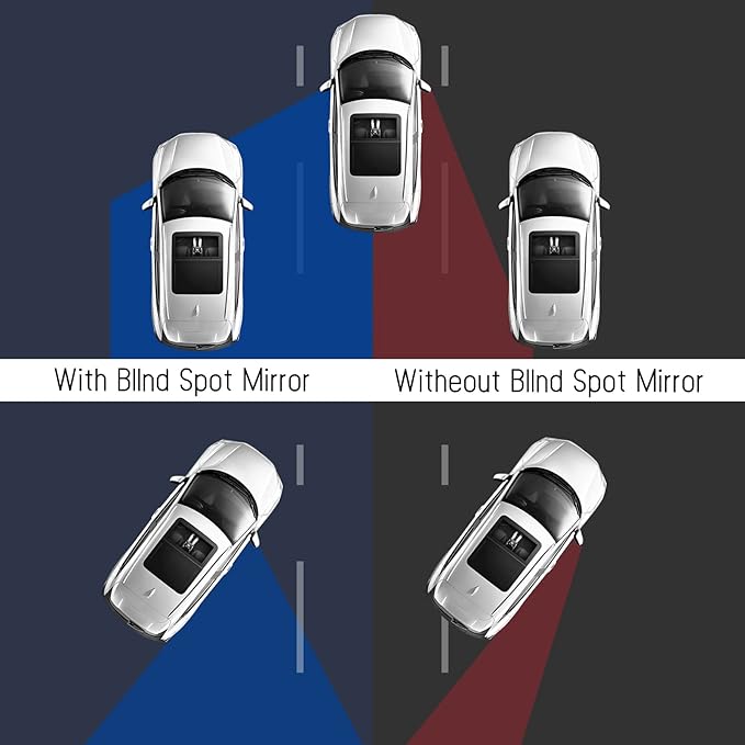 2 pcs Blind Spot Mirrors, HD Glass Convex 360° Wide Angle Side Rear View Mirror with ABS Housing for Cars SUV and Trucks