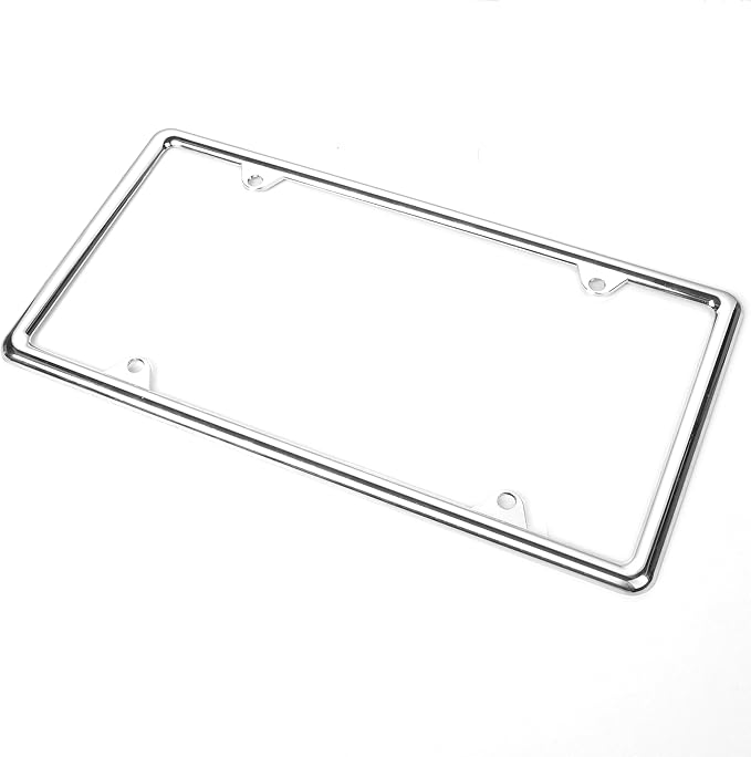Chrome License Plate Frames Made of Zinc Alloy Metal, Universal Car Accessories,2Pack Front & Rear License Plate Holders Never Rust and Unbreakable with All Mounting Hardware Included