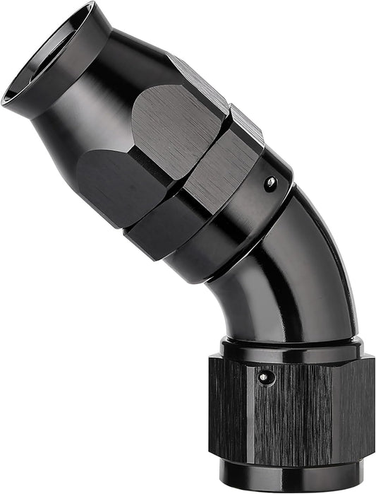 EVIL ENERGY 12AN 45 Degree PTFE One Piece Full Flow End Hose Fitting Aluminum Black