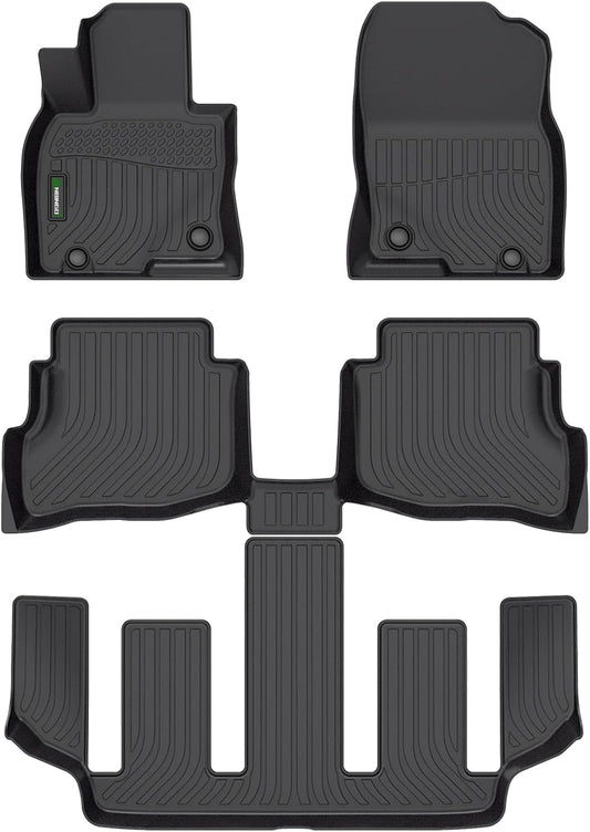 ANBINGO® Floor Mats Custom for Mazda CX9 (6 Passenger, Bucket Seat 2nd Row Has Cup Holders) 2020-2023 Waterproof All Weather Car Mats Guard Liners Front & Rear & 3rd Row CX-9 Full Set -Black