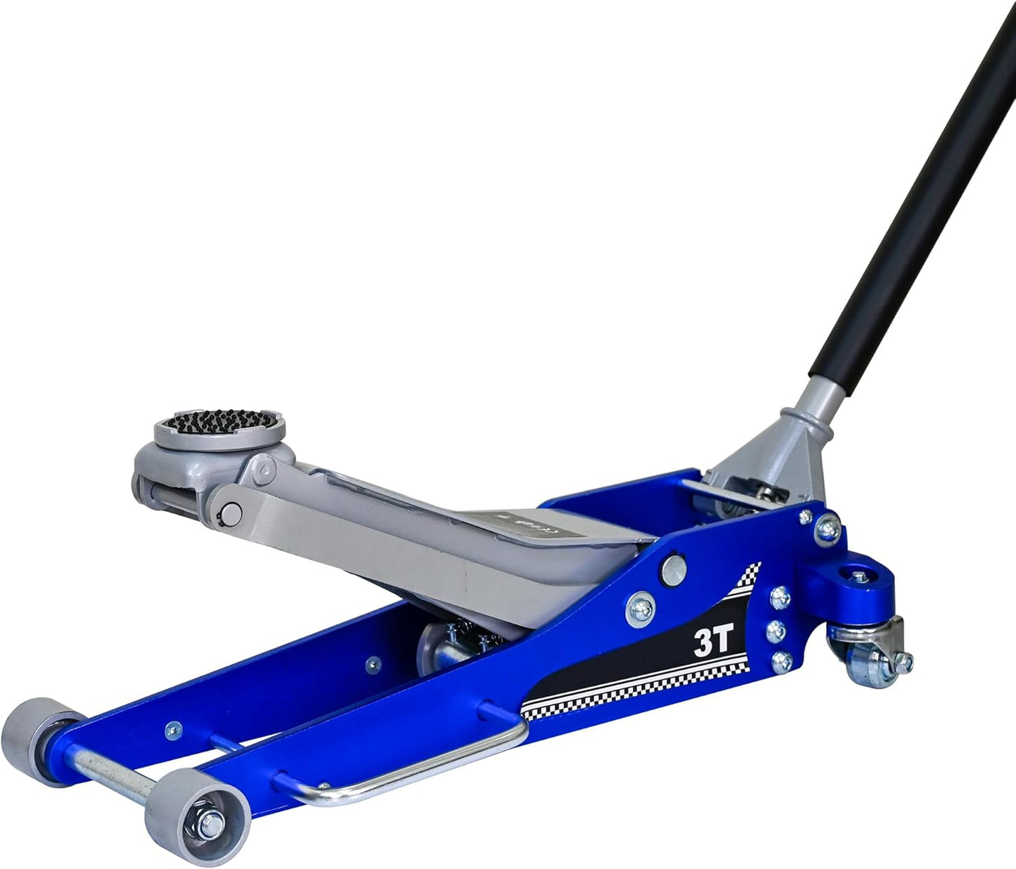 Aluminum Steel Hydraulic Floor Jack 3Ton/6600lbs.Dual Piston Fast Lifting Pump.Horizontal Floor Jack Lifting Range 4.3"-20".Racing Car Jack for MVPs,SUVs and Trucks.Trolley Jack with Extra Saddle
