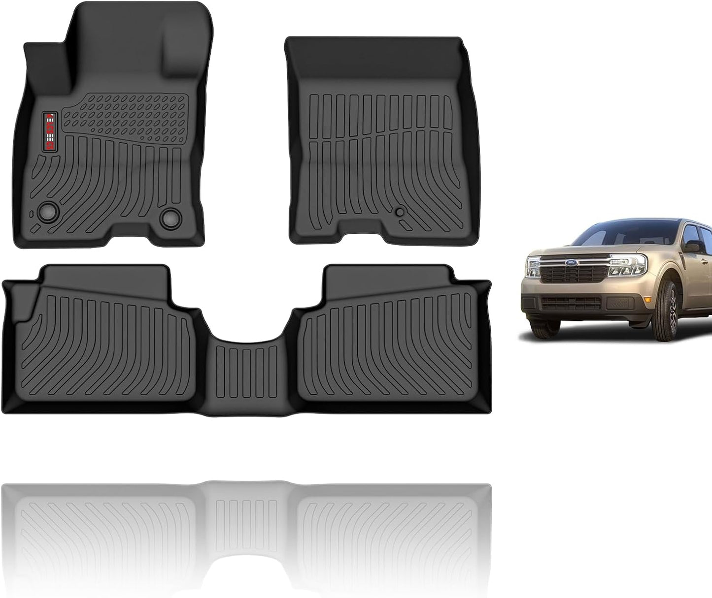 KELCSEECS Floor Mats Custom for 2025 2024 Ford Maverick Hybrid 2023 2022 Ford Maverick Hybrid All Weather Protection TPE Heavy Duty Automotive Floor Liners Fits Front& 2nd Row Accessories Black