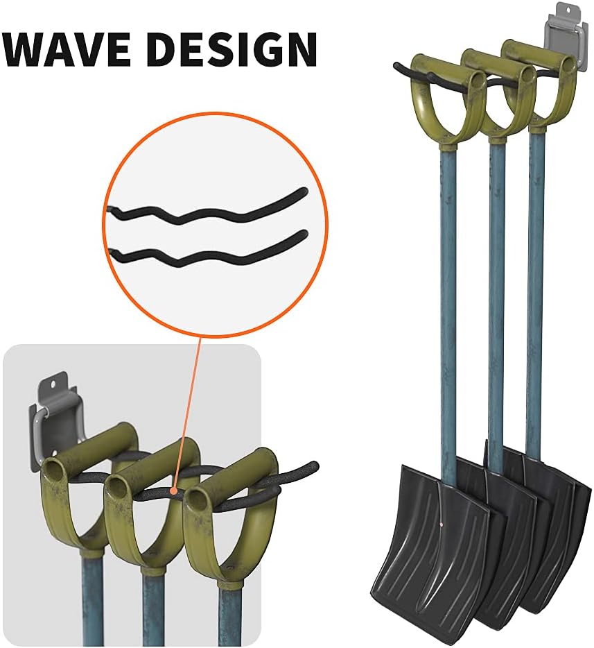 TORACK Garage Hooks Tool Organizer, 4 Pack Heavy Duty Steel 12" Wave Hooks, Wall Mount Garage Storage Utility Hook for Car Tires, Ladder, Chairs, Power Tools, Garden Tools