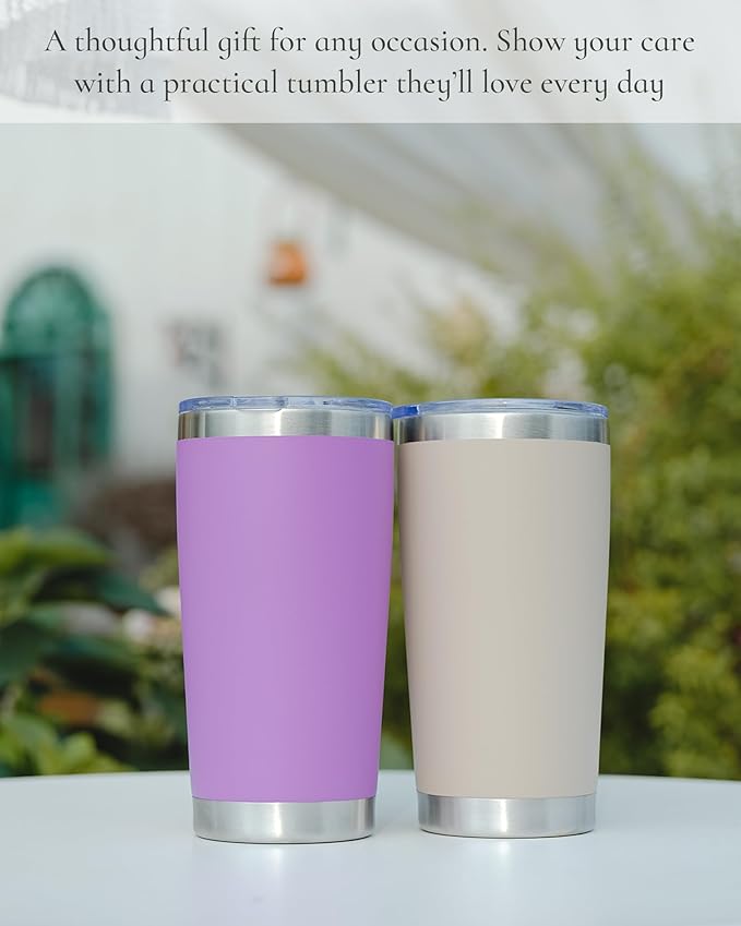 Travel Coffee Tumbler 20oz, 8 Pack Leakproof Travel Coffee Mug with Lid and Straw, Stainless Steel Double Wall Vacuum Insulated Tumbler for Hot/Iced Drinks (Textured Matte, Army Green)