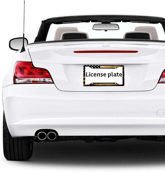 License Plate Frame 2 Pack Front Rear Aluminum Metal Rust-Proof Universal Car Tag Frames Holder with 4 Holes Car Decor Accessory with Screws for Men Women - Wood American Flag